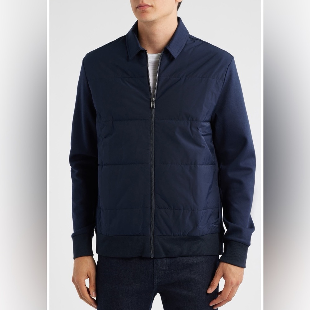 Boss Sigmon Quilted Zip Jacket Navy Medium NWT